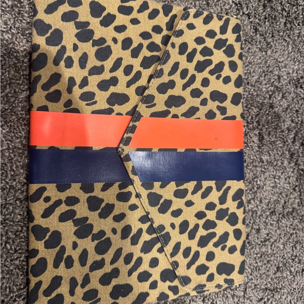 Leopard Print Clutch with Bold Stripes